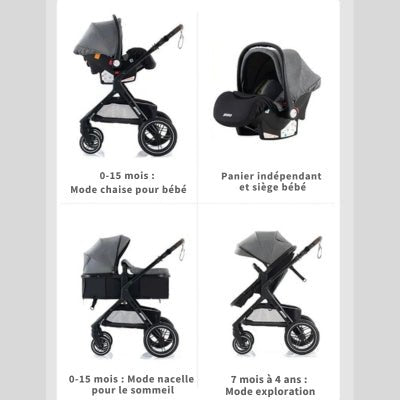 Poussette 3 en 1 | Gris - Neo - BeBe