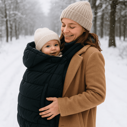 Porte bébé en hiver : garder bébé au chaud grâce à la couverture porte bébé - Neo-BeBe