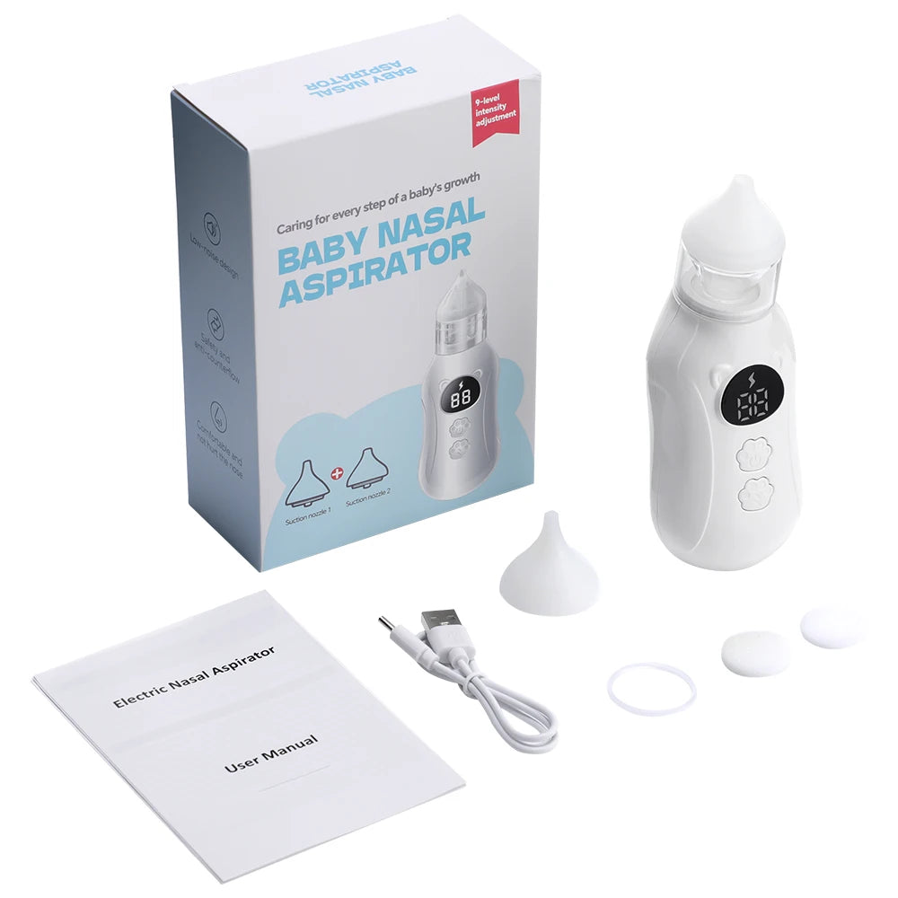 Aspirateur Nasal électrique pour bébé, à faible bruit, 9 niveaux d'aspiration, nettoyeur de nez Rechargeable, dissolvant de Mucus pour nourrissons