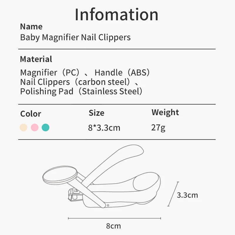 Coupe-ongles pour bébé, outils pour enfants, loupe en verre, coupe-ongles pour doigts