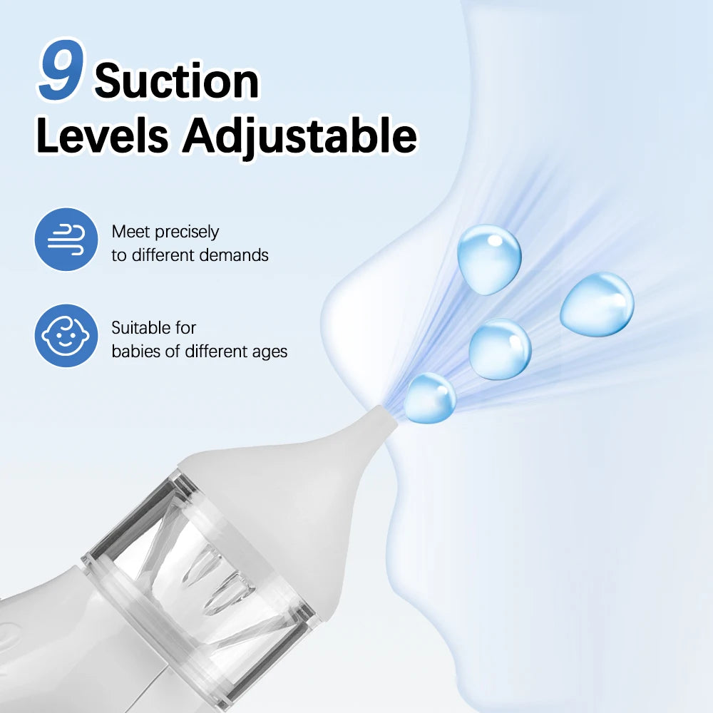 Aspirateur Nasal électrique pour bébé, à faible bruit, 9 niveaux d'aspiration, nettoyeur de nez Rechargeable, dissolvant de Mucus pour nourrissons