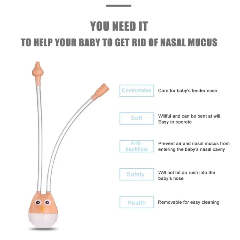 Aspirateur Nasal pour bébé, Type d'aspiration buccale, nettoyeur d'absorption nasale pour nourrissons, Anti-reflux, tuyau d'aspiration Booger en Silicone