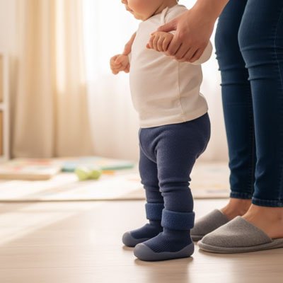 Chaussure bébé Noeupi™ souple et respirante, idéale pour les premiers pas.