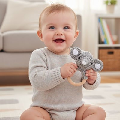 Hochet bébé sans BPA adapté à la mise en bouche et au développement sensoriel