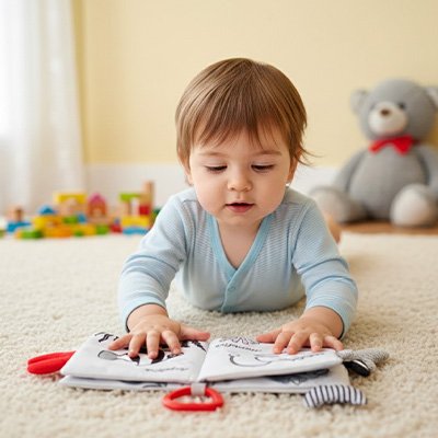 Livre bébé en tissu pour les déplacements, idéal pour occuper bébé hors de la maison