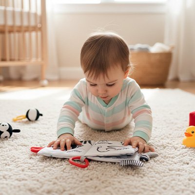 Livre bébé en tissu pour les sorties avec bébé, jouet calme et sécurisé