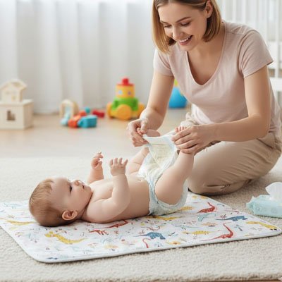 Tapis à langer nomade avec surface douce et hygiénique pour le change de bébé