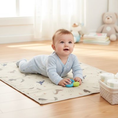 Tapis à langer nomade confortable utilisé comme surface propre pour bébé