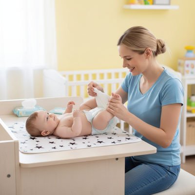 Tapis à langer nomade offrant un espace propre et rassurant pour bébé
