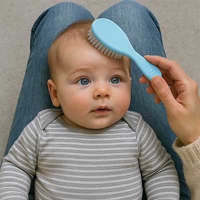 Trousse de toilette bébé avec brosse douce adaptée à la peau sensible