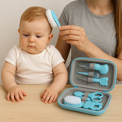 Trousse de toilette bébé complète avec accessoires de soin pour nourrisson